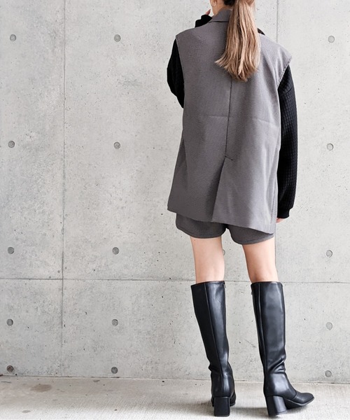 Per sist ence（パーシエンス）の「Per sist ence/パーシエンス　マイクロチェック ノースリーブジャケット（ベスト・レディース・ブラック/ベージュ/アイボリー・FREE）」の19枚目の写真