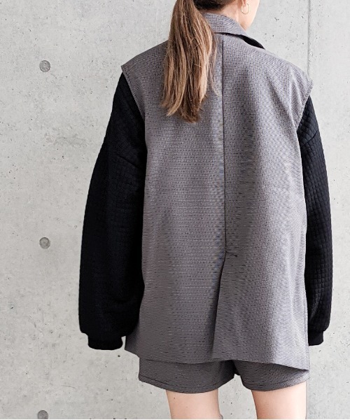 Per sist ence（パーシエンス）の「Per sist ence/パーシエンス　マイクロチェック ノースリーブジャケット（ベスト・レディース・ブラック/ベージュ/アイボリー・FREE）」の20枚目の写真