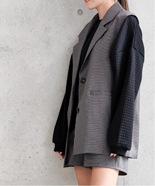 Per sist ence（パーシエンス）の「Per sist ence/パーシエンス　マイクロチェック ノースリーブジャケット（ベスト・レディース・ブラック/ベージュ/アイボリー・FREE）」の21枚目の写真