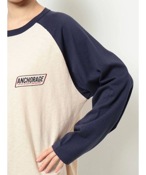 Ungrid(アングリッド)の「ラグランビッグロングスリーブTee(Tシャツ/カットソー・レディース・ネイビー/オフホワイト/グリーン・FREE)」の11枚目の写真