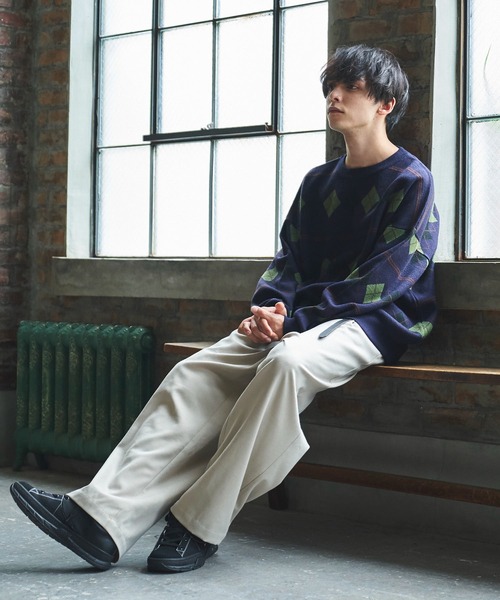 Alpinus(アルピナス)の「Alpinus - アーガイルニットプルオーバー(ニット/セーター・メンズ・ネイビー/グレー・MEDIUM/SMALL)」の7枚目の写真