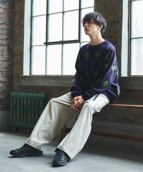 Alpinus(アルピナス)の「Alpinus - アーガイルニットプルオーバー(ニット/セーター・メンズ・ネイビー/グレー・MEDIUM/SMALL)」の8枚目の写真