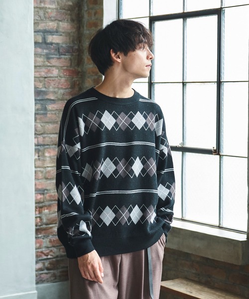 Alpinus(アルピナス)の「Alpinus - アーガイルニットプルオーバー(ニット/セーター・メンズ・ネイビー/グレー・MEDIUM/SMALL)」の9枚目の写真