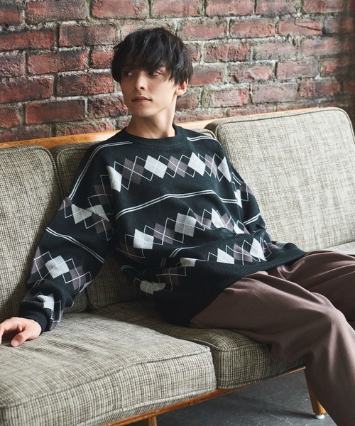 Alpinus(アルピナス)の「Alpinus - アーガイルニットプルオーバー(ニット/セーター・メンズ・ネイビー/グレー・MEDIUM/SMALL)」の10枚目の写真