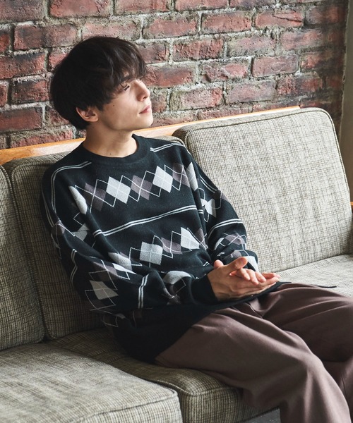 Alpinus(アルピナス)の「Alpinus - アーガイルニットプルオーバー(ニット/セーター・メンズ・ネイビー/グレー・MEDIUM/SMALL)」の11枚目の写真