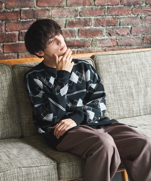 Alpinus(アルピナス)の「Alpinus - アーガイルニットプルオーバー(ニット/セーター・メンズ・ネイビー/グレー・MEDIUM/SMALL)」の12枚目の写真