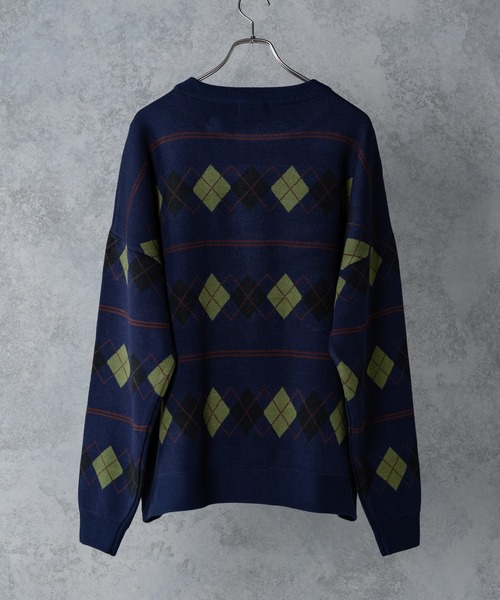 Alpinus(アルピナス)の「Alpinus - アーガイルニットプルオーバー(ニット/セーター・メンズ・ネイビー/グレー・MEDIUM/SMALL)」の16枚目の写真