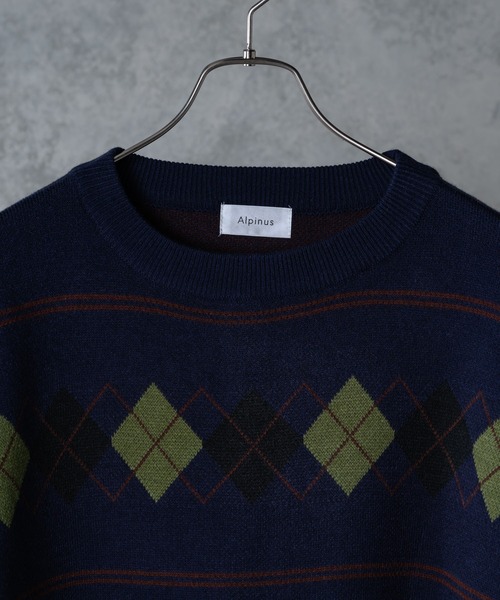 Alpinus(アルピナス)の「Alpinus - アーガイルニットプルオーバー(ニット/セーター・メンズ・ネイビー/グレー・MEDIUM/SMALL)」の18枚目の写真