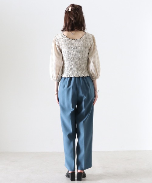 Cheek（チーク）の「チェックシャーリングクロス前後２Ｗａｙブラウス（シャツ/ブラウス・レディース・ベージュ/カーキ・FREE）」の16枚目の写真