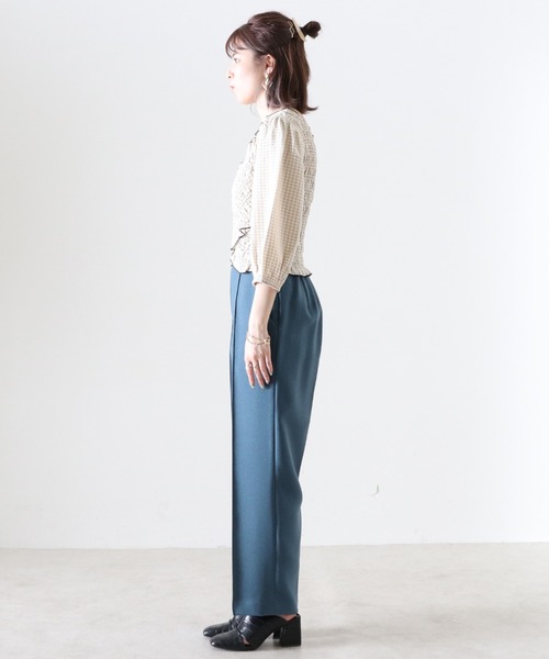 Cheek（チーク）の「チェックシャーリングクロス前後２Ｗａｙブラウス（シャツ/ブラウス・レディース・ベージュ/カーキ・FREE）」の22枚目の写真