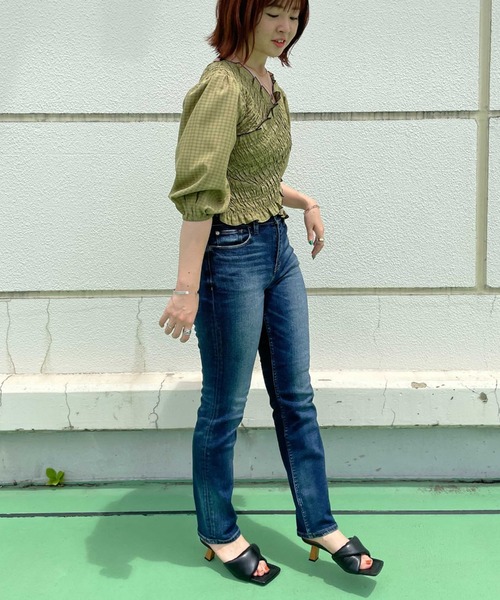 Cheek（チーク）の「チェックシャーリングクロス前後２Ｗａｙブラウス（シャツ/ブラウス・レディース・ベージュ/カーキ・FREE）」の4枚目の写真