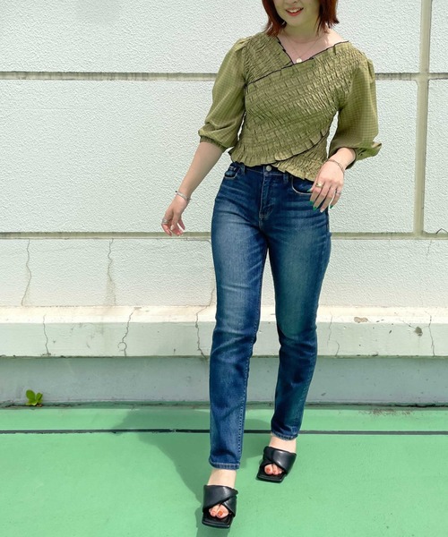 Cheek（チーク）の「チェックシャーリングクロス前後２Ｗａｙブラウス（シャツ/ブラウス・レディース・ベージュ/カーキ・FREE）」の13枚目の写真