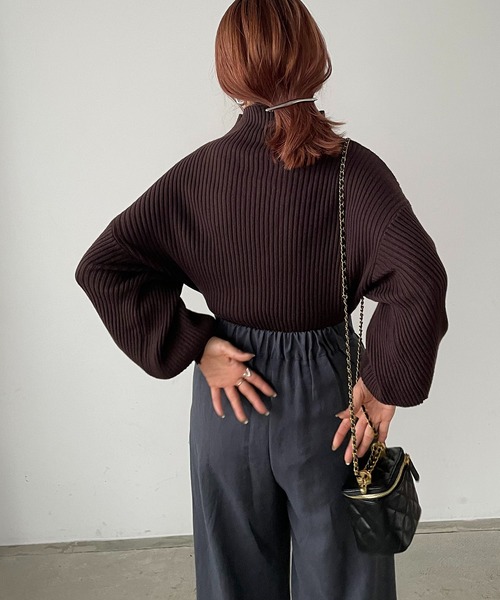 210nouve（トゥージュヌーブ）の「ボトルネックバルーンスリーブニット（ニット/セーター・レディース・オレンジ/ベージュ/イエロー/ブラック/レッド/ブラウン/グレー/グリーン/ブルー・FREE）」の22枚目の写真