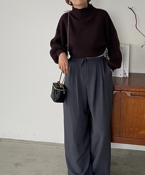 210nouve（トゥージュヌーブ）の「ボトルネックバルーンスリーブニット（ニット/セーター・レディース・オレンジ/ベージュ/イエロー/ブラック/レッド/ブラウン/グレー/グリーン/ブルー・FREE）」の10枚目の写真