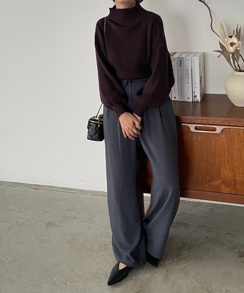 210nouve（トゥージュヌーブ）の「ボトルネックバルーンスリーブニット（ニット/セーター・レディース・オレンジ/ベージュ/イエロー/ブラック/レッド/ブラウン/グレー/グリーン/ブルー・FREE）」の14枚目の写真