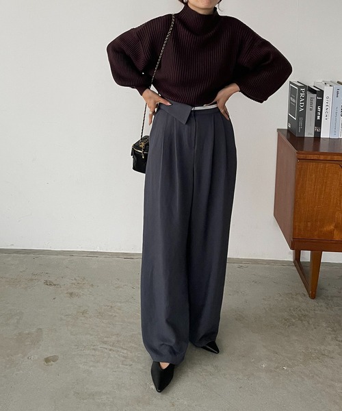 210nouve（トゥージュヌーブ）の「ボトルネックバルーンスリーブニット（ニット/セーター・レディース・オレンジ/ベージュ/イエロー/ブラック/レッド/ブラウン/グレー/グリーン/ブルー・FREE）」の17枚目の写真