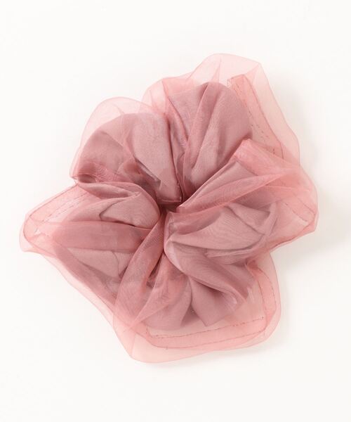 Three Four Time（ｽﾘｰﾌｫｰﾀｲﾑ）の「サテン×オーガンジーダブルシュシュ（シュシュ・レディース・ベージュ/ブラック/グリーン/ピンク・FREE）」の5枚目の写真