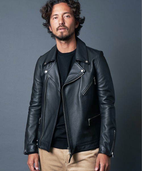 ジャケット・アウター SHEEPLEATHER DIRECT SEMI VEGI W RIDERS Magine（マージン）の「SHEEP LEATHER DIRECT SEMI VEGI W RIDERS JKT