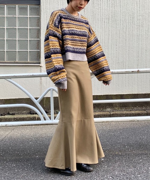 CIAOPANIC（チャオパニック）の「【WEB限定】フェアアイル柄ショートニット（ニット/セーター・レディース・ベージュ/グレー/ホワイト×レッド/アイボリー・FREE）」の10枚目の写真