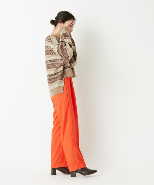 CIAOPANIC（チャオパニック）の「【WEB限定】フェアアイル柄ショートニット（ニット/セーター・レディース・ベージュ/グレー/ホワイト×レッド/アイボリー・FREE）」の13枚目の写真