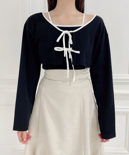 ANDGEEBEE（アンジービー）の「リボンアンサンブル（アンサンブル・レディース・ブラック×ブラック/ブラック×ホワイト・MEDIUM）」の3枚目の写真