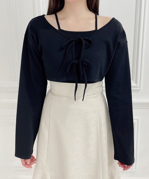 ANDGEEBEE（アンジービー）の「リボンアンサンブル（アンサンブル・レディース・ブラック×ブラック/ブラック×ホワイト・MEDIUM）」の9枚目の写真