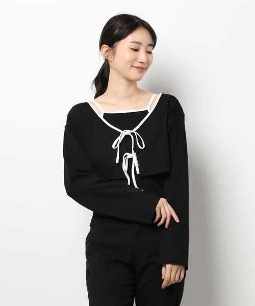 ANDGEEBEE（アンジービー）の「リボンアンサンブル（アンサンブル・レディース・ブラック×ブラック/ブラック×ホワイト・MEDIUM）」の4枚目の写真