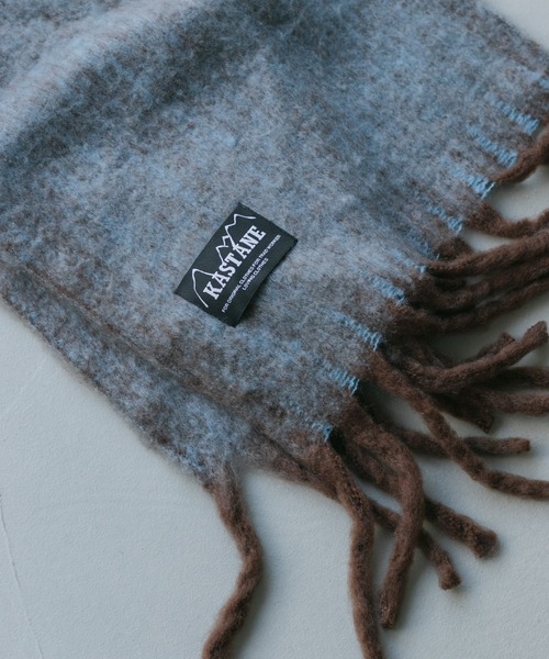 Kastane（カスタネ）の「【カタログ掲載アイテム】太フリンジマフラー（マフラー・レディース・ブラウン/サックスブルー/イエロー/オレンジ/アイボリー/モカ・FREE）」の2枚目の写真