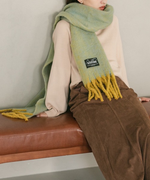Kastane（カスタネ）の「【カタログ掲載アイテム】太フリンジマフラー（マフラー・レディース・ブラウン/サックスブルー/イエロー/オレンジ/アイボリー/モカ・FREE）」の5枚目の写真