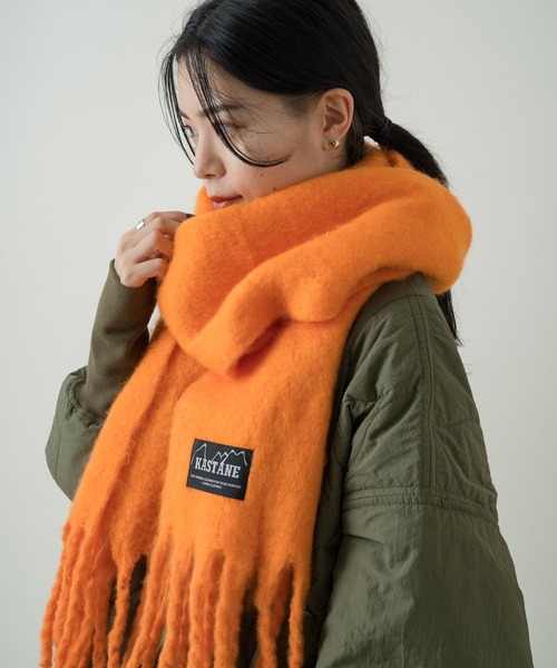 Kastane（カスタネ）の「【カタログ掲載アイテム】太フリンジマフラー（マフラー・レディース・ブラウン/サックスブルー/イエロー/オレンジ/アイボリー/モカ・FREE）」の6枚目の写真