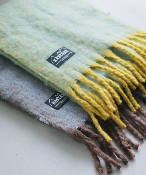 Kastane（カスタネ）の「【カタログ掲載アイテム】太フリンジマフラー（マフラー・レディース・ブラウン/サックスブルー/イエロー/オレンジ/アイボリー/モカ・FREE）」の11枚目の写真