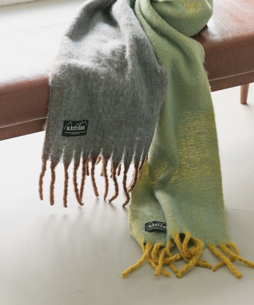 Kastane（カスタネ）の「【カタログ掲載アイテム】太フリンジマフラー（マフラー・レディース・ブラウン/サックスブルー/イエロー/オレンジ/アイボリー/モカ・FREE）」の13枚目の写真