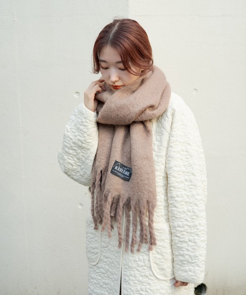 Kastane（カスタネ）の「【カタログ掲載アイテム】太フリンジマフラー（マフラー・レディース・ブラウン/サックスブルー/イエロー/オレンジ/アイボリー/モカ・FREE）」の19枚目の写真