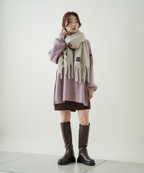 Kastane（カスタネ）の「【カタログ掲載アイテム】太フリンジマフラー（マフラー・レディース・ブラウン/サックスブルー/イエロー/オレンジ/アイボリー/モカ・FREE）」の14枚目の写真