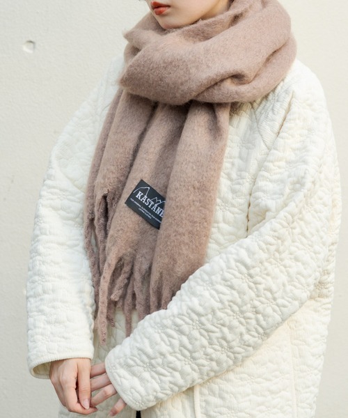 Kastane（カスタネ）の「【カタログ掲載アイテム】太フリンジマフラー（マフラー・レディース・ブラウン/サックスブルー/イエロー/オレンジ/アイボリー/モカ・FREE）」の21枚目の写真