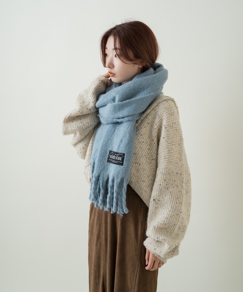 Kastane（カスタネ）の「【カタログ掲載アイテム】太フリンジマフラー（マフラー・レディース・ブラウン/サックスブルー/イエロー/オレンジ/アイボリー/モカ・FREE）」の18枚目の写真