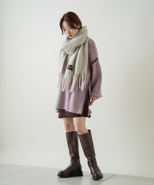 Kastane（カスタネ）の「【カタログ掲載アイテム】太フリンジマフラー（マフラー・レディース・ブラウン/サックスブルー/イエロー/オレンジ/アイボリー/モカ・FREE）」の15枚目の写真