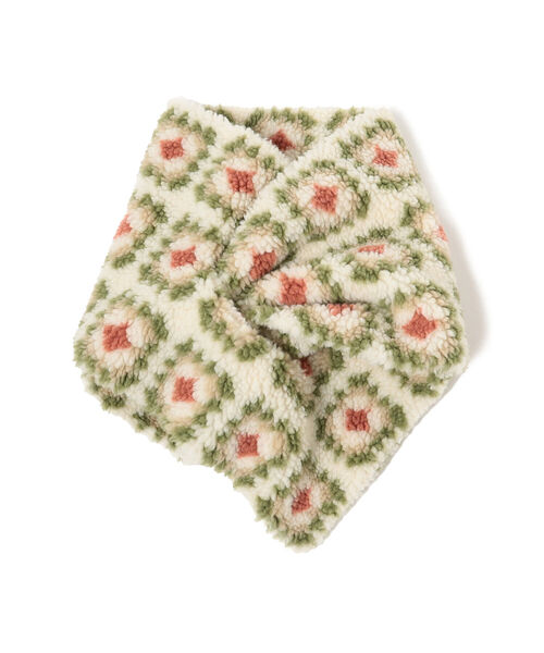 Ray BEAMS(レイビームス)の「Ray BEAMS / Granny Square ボア マフラー(マフラー・レディース・ナチュラル/ブラック・ONE SIZE)」の4枚目の写真