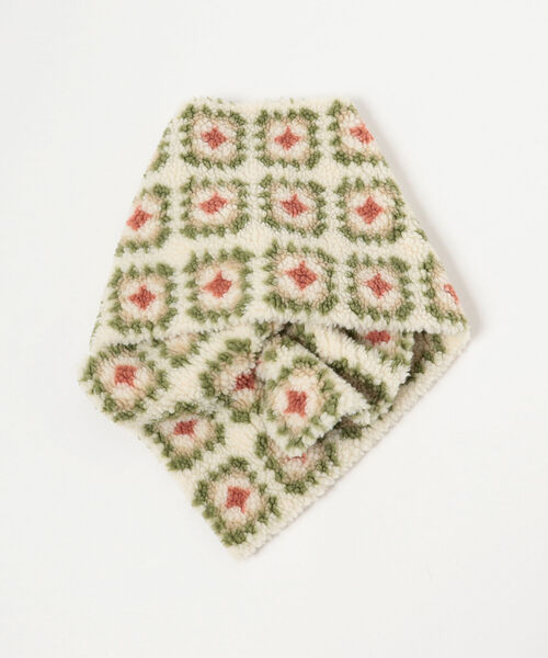 Ray BEAMS(レイビームス)の「Ray BEAMS / Granny Square ボア マフラー(マフラー・レディース・ナチュラル/ブラック・ONE SIZE)」の5枚目の写真