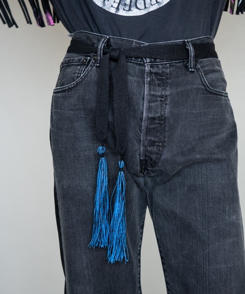 DISCOVERED（ディスカバード）の「DISCOVERED ディスカバード / FRINGE KNIT BELT / DC-SS22-A-01（ベルト・メンズ・ベージュ/ブラック・FREE）」の2枚目の写真