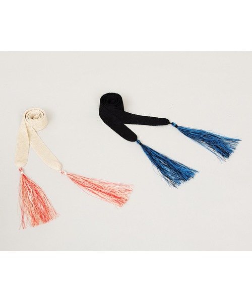 DISCOVERED（ディスカバード）の「DISCOVERED ディスカバード / FRINGE KNIT BELT / DC-SS22-A-01（ベルト・メンズ・ベージュ/ブラック・FREE）」の5枚目の写真