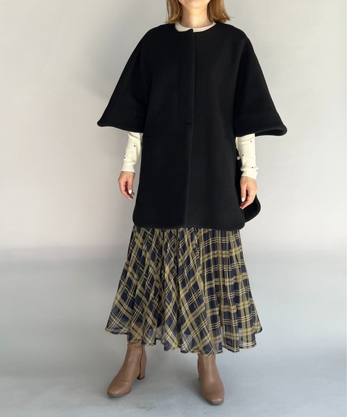 PICCIN（ピッチン）の「【日本製】サイドパールポンチョコート（Super130's）（ポンチョ・レディース・ブラック/キャメル/ピンクベージュ・M）」の21枚目の写真