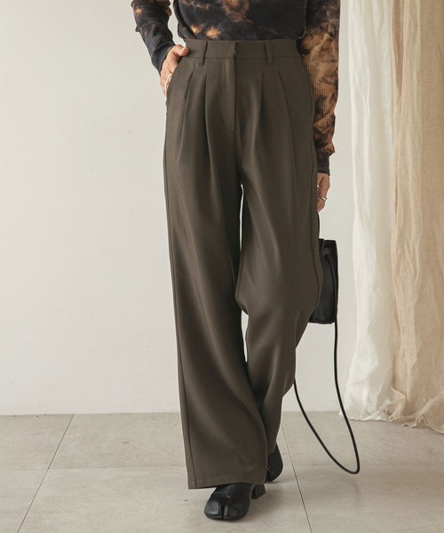 rectangle(レクタングル)の「ダブルタックスラックスパンツ(スラックス・レディース・ブラウン/オリーブ・MEDIUM/LARGE)」の2枚目の写真