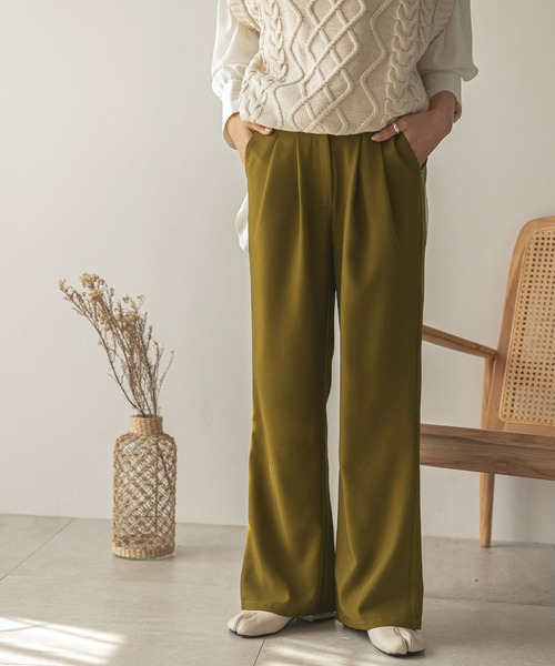 rectangle(レクタングル)の「ダブルタックスラックスパンツ(スラックス・レディース・ブラウン/オリーブ・MEDIUM/LARGE)」の1枚目の写真