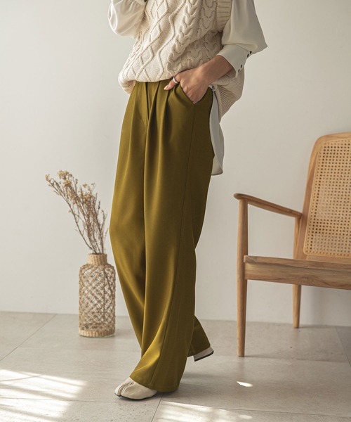 rectangle(レクタングル)の「ダブルタックスラックスパンツ(スラックス・レディース・ブラウン/オリーブ・MEDIUM/LARGE)」の3枚目の写真