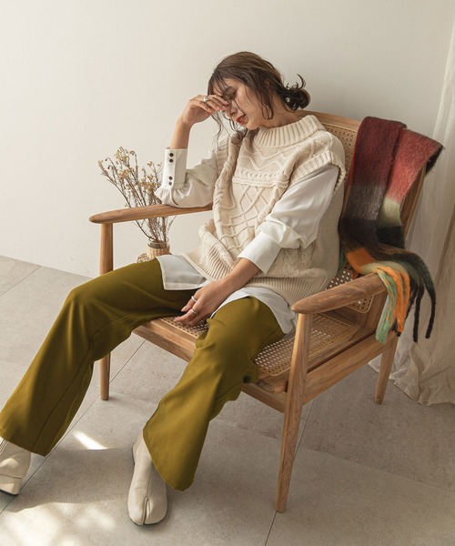 rectangle(レクタングル)の「ダブルタックスラックスパンツ(スラックス・レディース・ブラウン/オリーブ・MEDIUM/LARGE)」の4枚目の写真