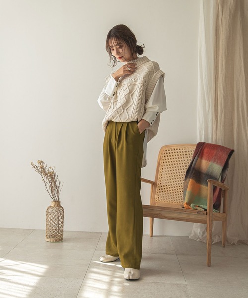 rectangle(レクタングル)の「ダブルタックスラックスパンツ(スラックス・レディース・ブラウン/オリーブ・MEDIUM/LARGE)」の5枚目の写真