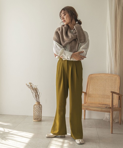 rectangle(レクタングル)の「ダブルタックスラックスパンツ(スラックス・レディース・ブラウン/オリーブ・MEDIUM/LARGE)」の6枚目の写真