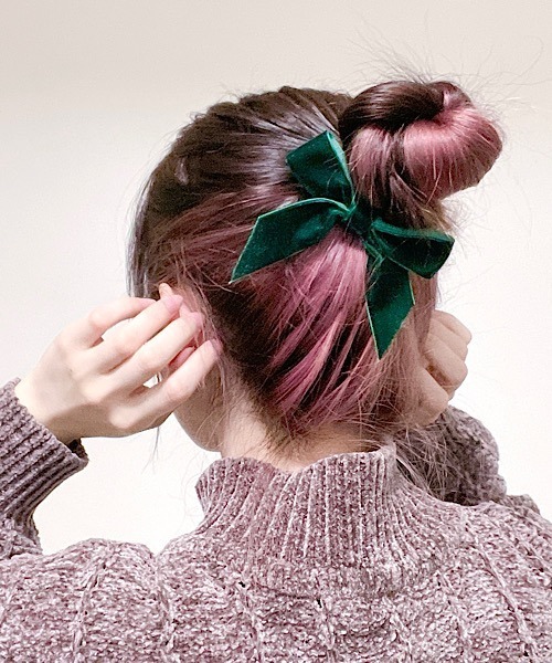 Link Link Select ベロア リボン リボン ヘアゴム アクセサリー 日本製 ヘアゴム Tone ヘアゴム Select Goods トーンセレクトグッズ のファッション