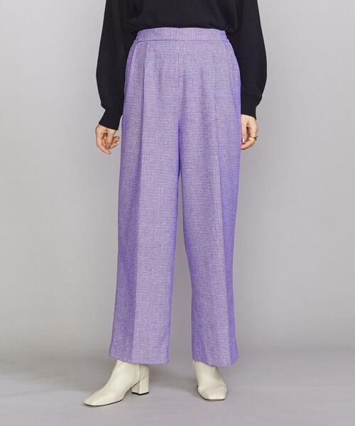 BEAUTY&YOUTH UNITED ARROWS(ビューティーアンドユースユナイテッドアローズ)の「BY ハウンドトゥース イージータック パンツ -ウォッシャブル-(その他パンツ・レディース・ベージュ/パープル・S/M)」の3枚目の写真